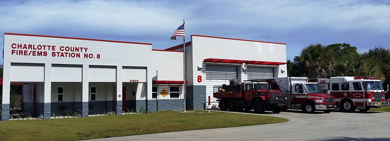 Station 8 with equipment on driveway